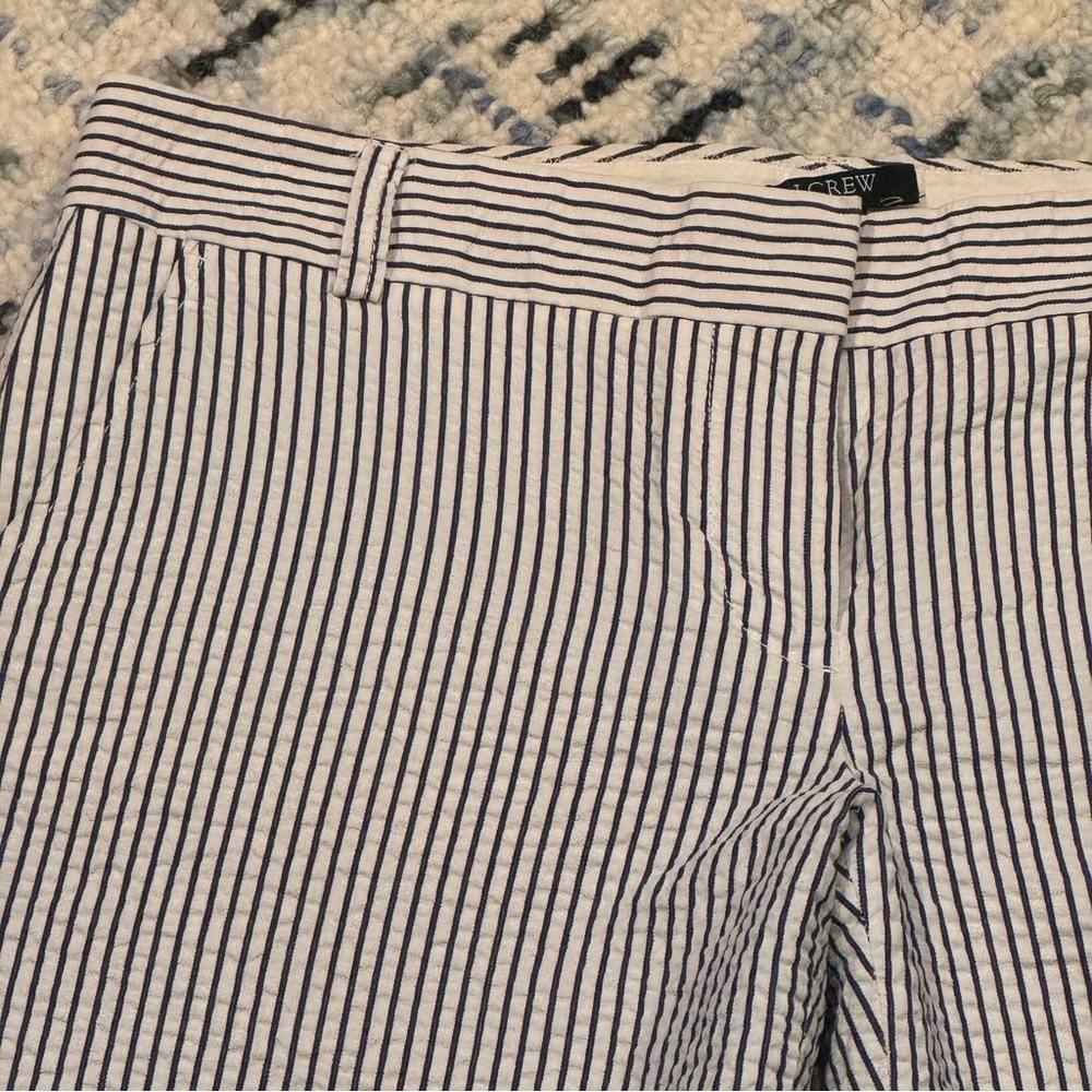 J Crew City Fit Seersucker Striped Flare Pants, Size 6 - Picture 2 of 16